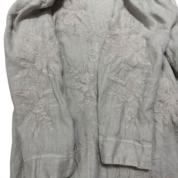 Johnny Was Sadie Heavy Linen Coat Gray Women’s Open Front Long Jacket Size M/L - Picture 10 of 14